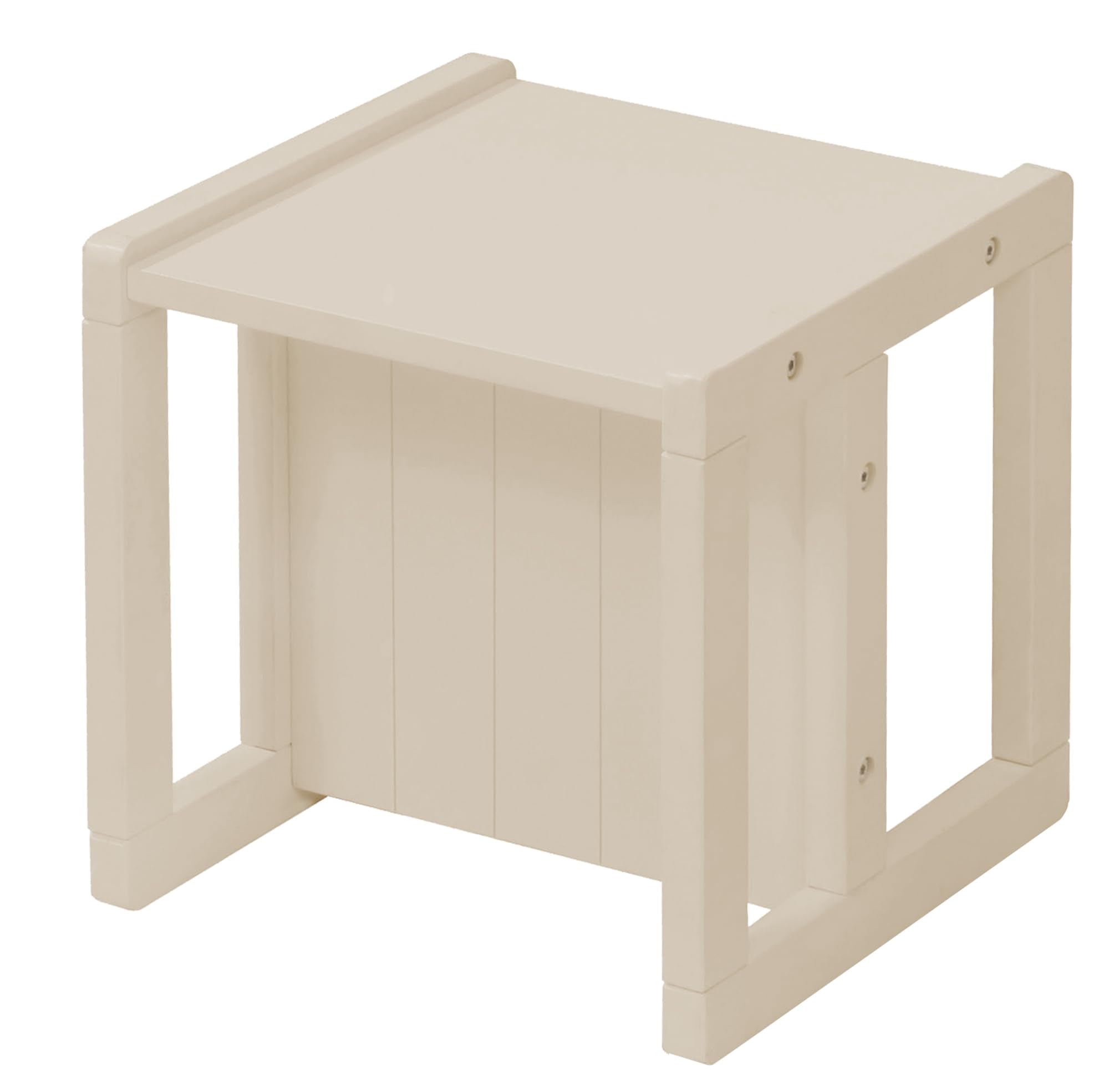 Sgabello per Bambini in Stile Country Reversibile 3 Altezze Seduta Legno Beige/Cashmere