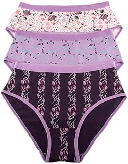 ملابس داخلية مرتفعة الخصر بطباعة متعدد الالوان من ميلك، عبوة من 3 قطع، مقاس M للنساء، M-311-BR-M, متعدد الألوان, M، قطن
