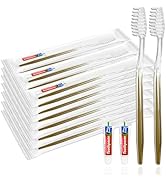 JoseHana 100 Packs Disposable Toothbrushes with Toothpaste, Individually Wrapped Travel Toothbrus...