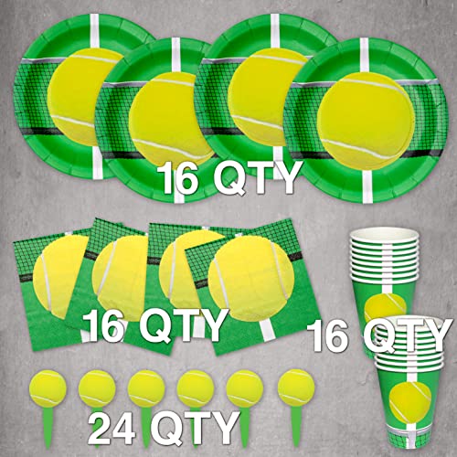 Havercamp Festa de tênis para 16 convidados; inclui pratos de 23 cm, guardanapos de almoço e copos d