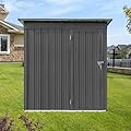 5X4 ft Metal Storage Shed, Outdoor Garden Shed with Floor, Metal Steel Utility Tool Sheds Storage House with Lockable Doors, Weatherproof Tool House for Backyard Garden Patio Lawn, Grey