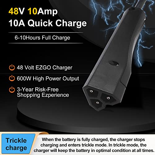 Flngr 48 Volt Golf Cart Battery Charger For Ez Go Rxv&Txt,10Amp With Trickle Charge,6-10Hour Full Charge,Smart 48 Volt Battery Charger For Ez Go Golf Cart,Compatible Ezgo Charger,48V Battery Charger #TOP1
