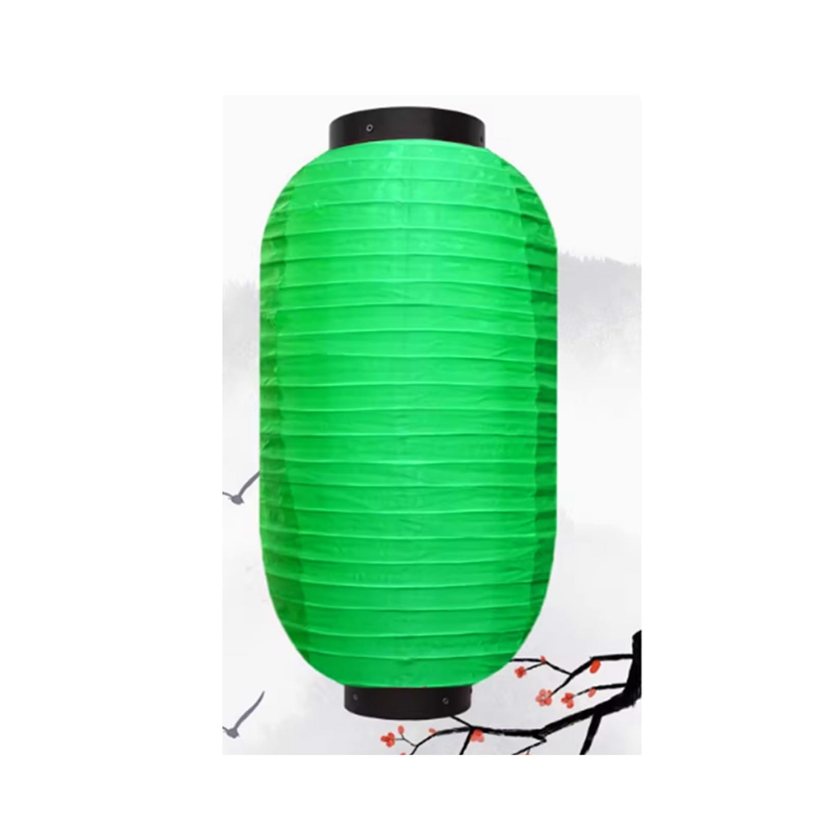 Asian lantern, Traditional Japanese Silk Lantern Outdoor Asian Foldable Festival with Hook Wedding Party Hanging Decoration(Green)