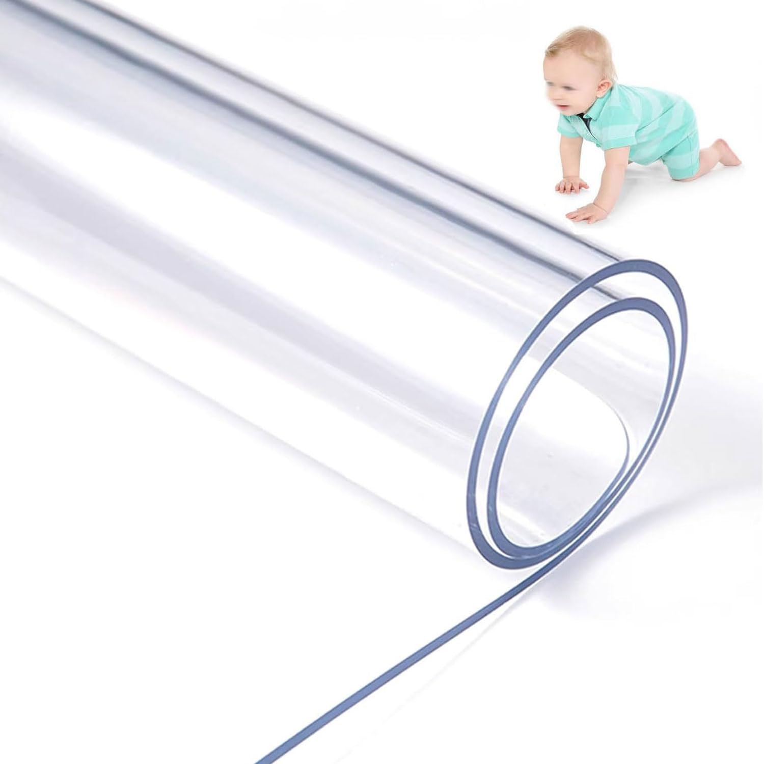 Atwnjkp 2mm PVC Table Protector - Clear Plastic Waterproof Table Cover for Dining Table - 31.5x43.31in/80x110cm Heavy Duty Wipe-Clean Transparent Tablecloth for Worktop, Kitchen & Restaurant — image 1