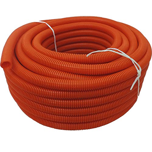 Flexible Polyethylene HDPE Non-Split Corrugated Wire Loom Tubing (Orange, 1" Dia. x 100 ft)