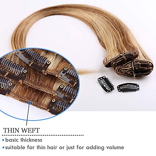 Elailite Hair Extensions Clip in Real Hair Remy Human Hair Full Head, 8 Pcs Invisible Thin Weft - Image 3