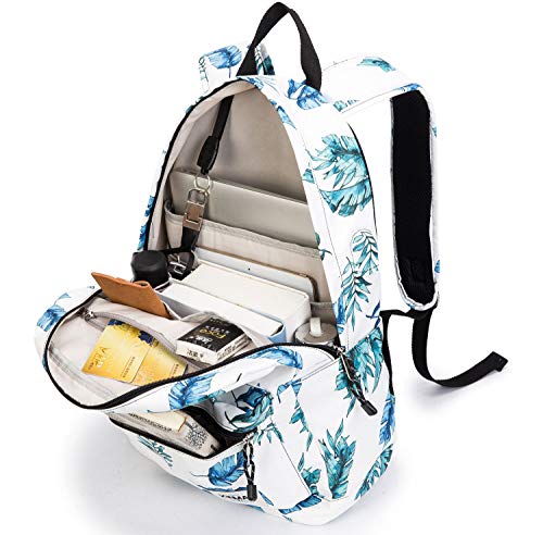 Kinmac Waterproof Laptop Travel Outdoor Backpack with USB Charging Port for 13 inch 14 inch and 15.6 inch Laptop (Banana Leaf)