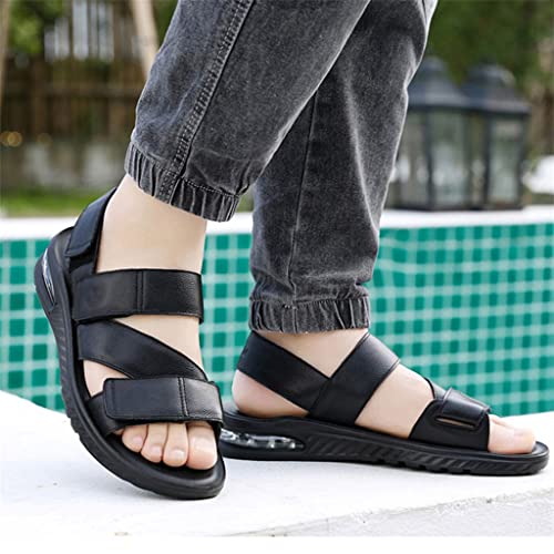 Man Sandals Split Leather Beach Shoes Comfort Casual Shoes Outdoor Non-Slip Men Shoes Breathable Footwear(38)3