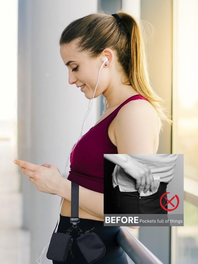 Wristlet Keychain Wallet for Women Mini Zip Dual Pouch Wristlet Detachable Dual Pouch Wristlet Portable Coin Purse - Image 5