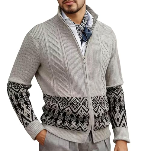 Veste d'affaires épaisse en tricot haut de gamme à col montant zippé pour homme