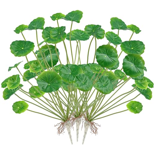 Shirfloral 3Pcs Chinese Money Plant 14.5 in Artificial Lotus Leaf Fake Marsh Pennywort Plant...