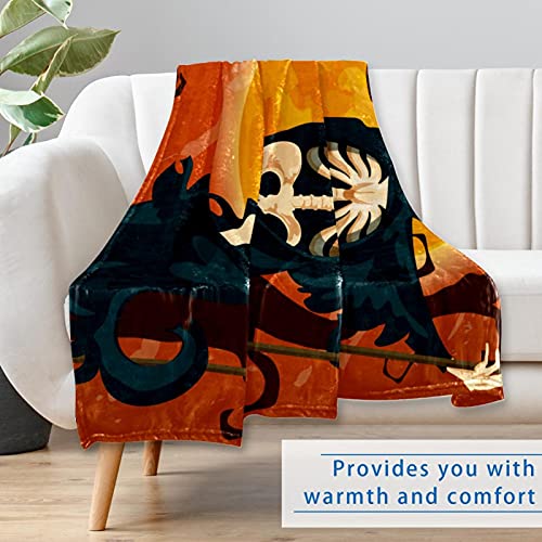 Couverture Halloween tête de mort et fantôme douce 150x100 cm pour lit et canapé - 7