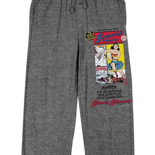 Wonder Woman Classic Comic Art Men's Heather Gray Sleep Pants2
