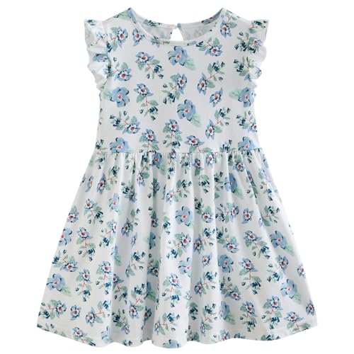 Toddler Girls Dress Ruffle Sleeve Casual Print Dresses Kids Summer Clothes 3-8 Years