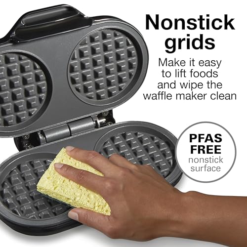 Image of Proctor Silex Double Mini Waffle Maker With 4 inch Round Non-Stick Grids