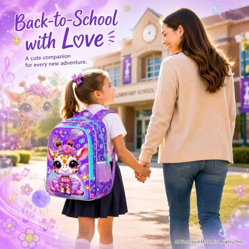 Image of WZLVO 3PCS Kids Backpack for Girls, Unicorn Dinosaur Animal Prechool Elementary Kindergarten School Bookbag with Lunch Box
