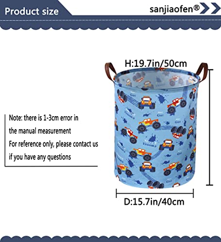 Image of Kids Boys Hamper, Kids Laundry Basket Collapsible Monster Truck Storage Baskets for Boy Room Decor,Office,Toy Organizer,Gift Hamper(Monster trucks)