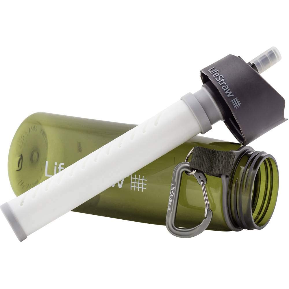 LifeStraw Go d’Eau Bouteille avec Paille de Filtre intégrée Filter Bottle Unisex-Adult, Vert | Bouteille filtrante à eau avec paille filtrante intégrée en 2 étapes pour la randonnée, les voyages et les voyages