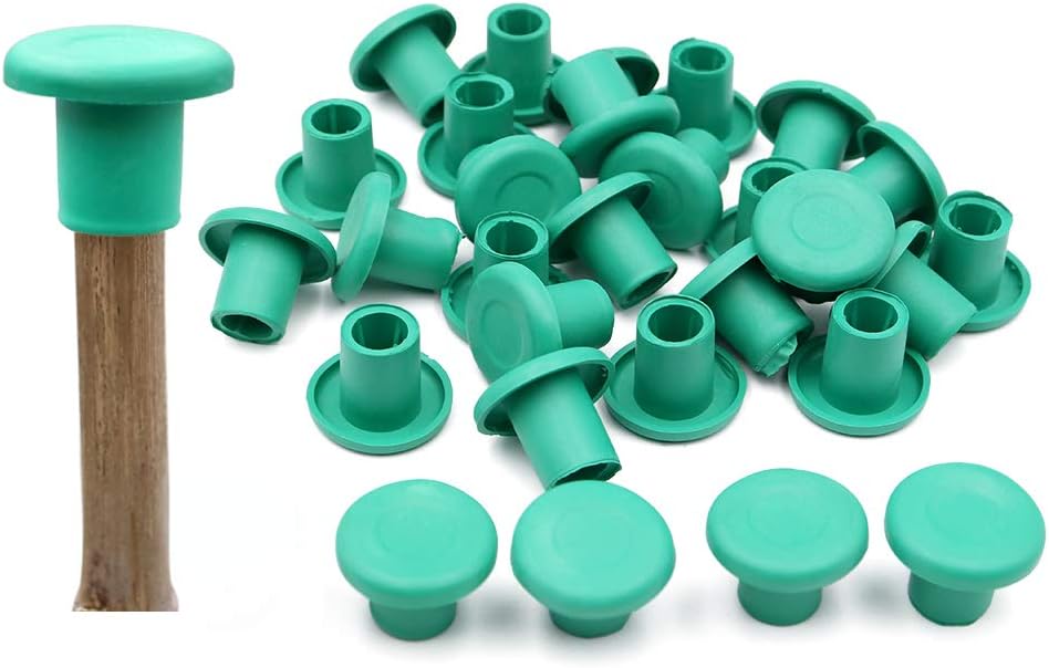 Cane Caps 30 Pcs Green Rubber Garden Bamboo Cane Topper Protectors