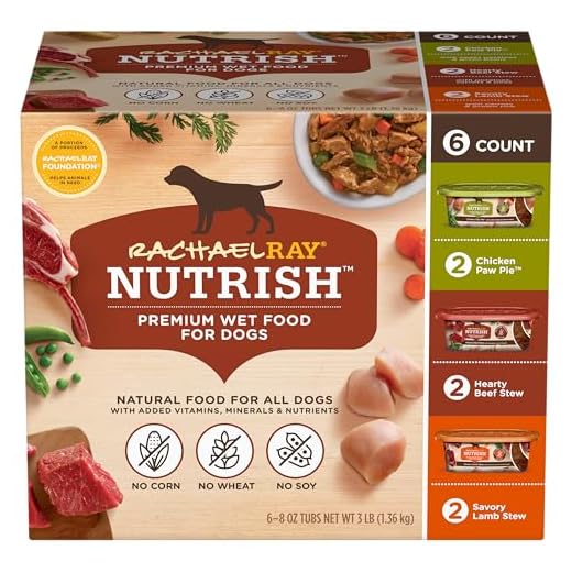 Nutrish Rachael Ray Premium Natural Wet Dog Food, Savory Favorites Variety Pack, 8 Ounce Tub (Pack of 6)