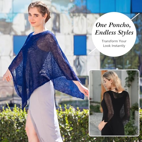 Image of Women Sheer Poncho Shrug Summer Sheer Blouse Top Lightweight Poncho Bolero for Evening Dress