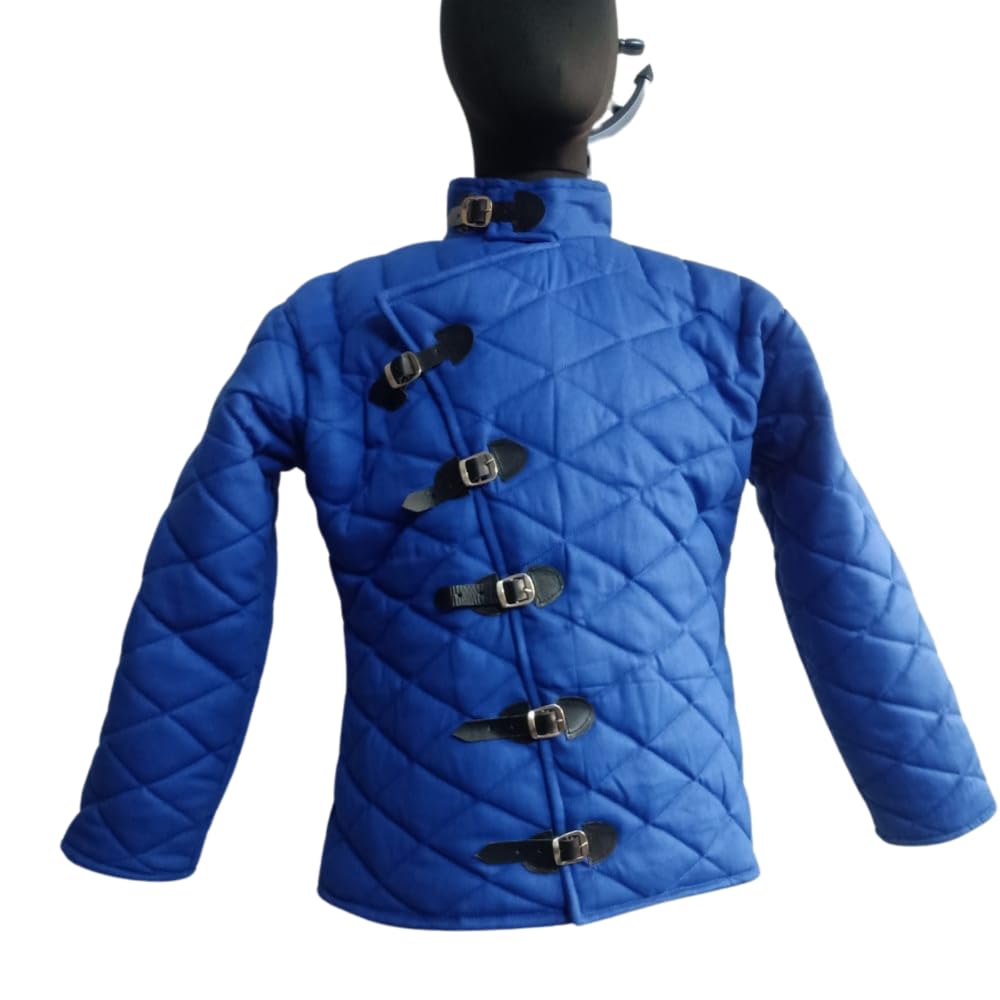 Medieval Viking Gambeson Coat - Thick Padded Cotton in Short Full-Sleeve Aketon | LARP Cosplay Armor for Halloween Costume