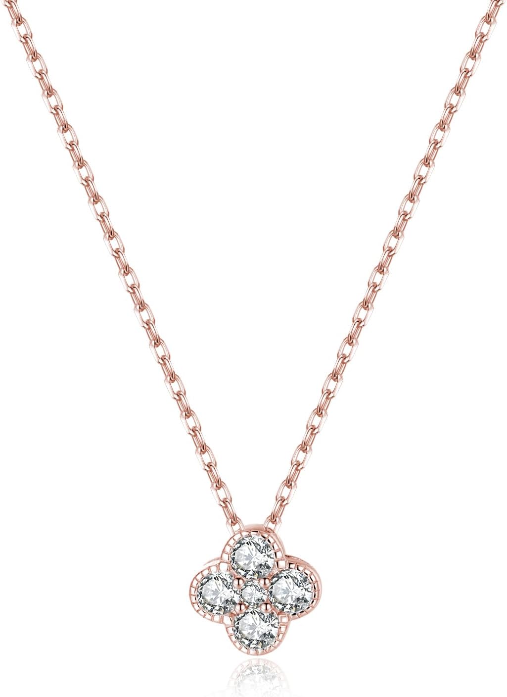 SLUYNZ Solid 925 Sterling Silver Small Clover Choker Necklace for Women Teens CZ Clover Pendant Necklace