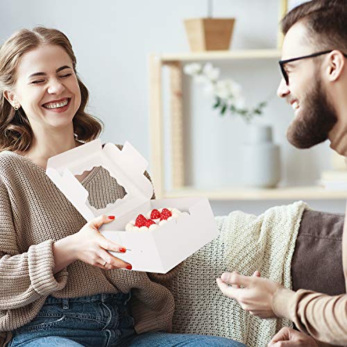 Moretoes 30Pcs Bakery Boxes 6X6X3 Inches White Cookie Box With Window For Small Pie, Strawberry, Cupcake And Pastry #TOP6