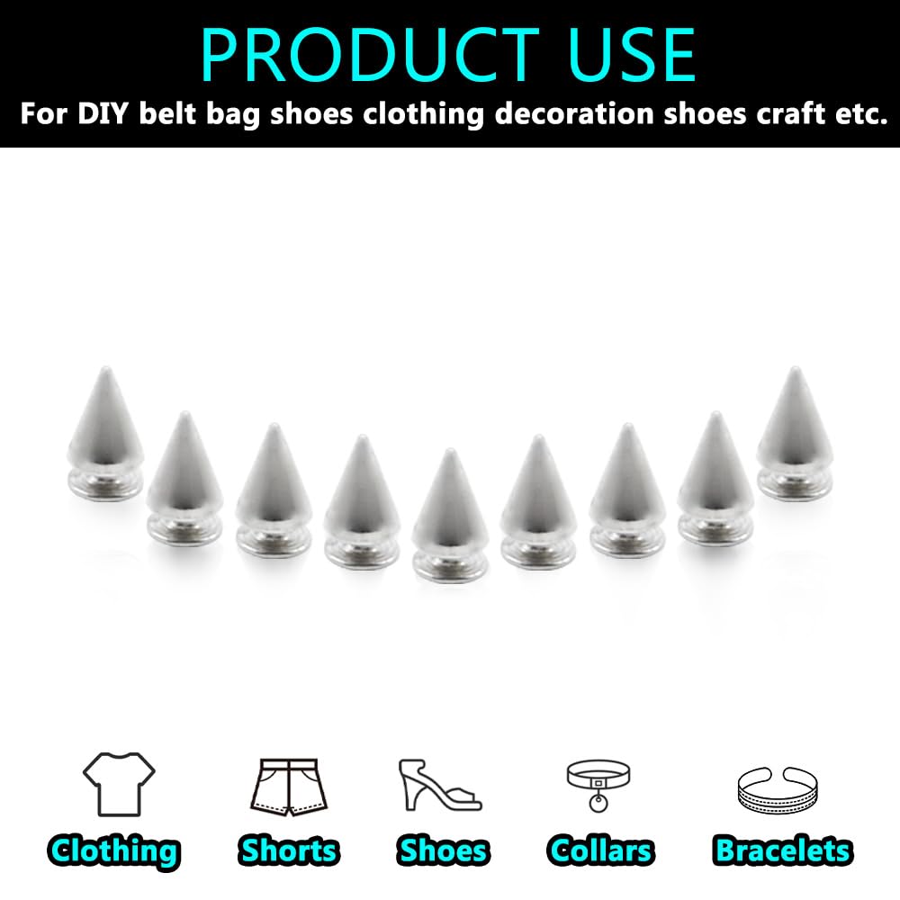 Hocansen 100 Set Spikes Studs for Clothing 7x10mm Punk Rivets Metal Spikes and Studs Cool Double Cap Rivet for DIY Clothes,Leather (7x10mm/PK) - Image 4