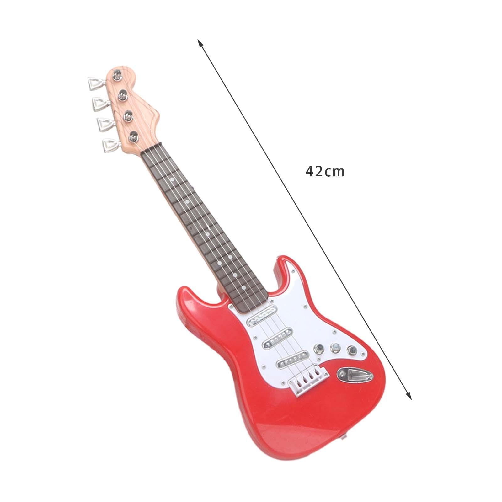 5 zestaw elektryczna gitara dla dzieci, 4 struny, mała gitara dla dziewcząt, prezenty urodzinowe, czerwona, 42 cm
