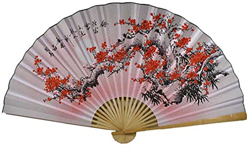 35 Oriental Feng Shui Wall Fan-Pink Plum Blossom