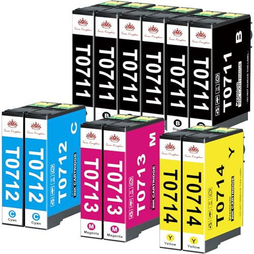 Toner Kingdom T0715 Ink Cartridges Replacement for Epson T0711 T0712 T0713 T0714 Multipack Compatible with Epson Stylus SX100 SX105 SX200 SX215 SX218 SX400 SX415 BX300F DX4000 DX8400 DX8450 (12 Pack)