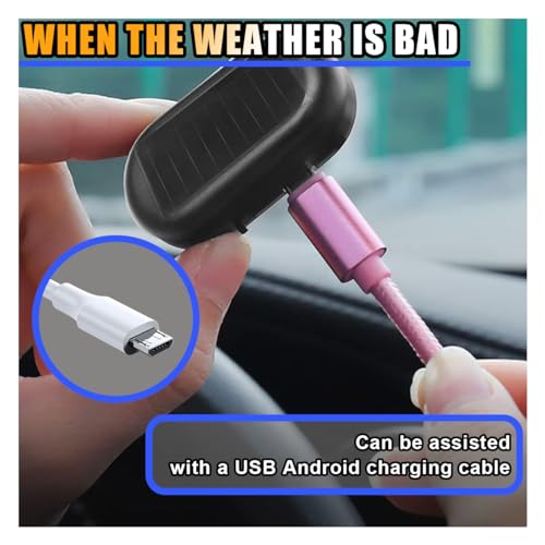 JOYCOURT Car Solar Power Simulated Dummy Alarm, Flash Warning LED Light Alarm, Anti-Theft LED Warning, Flashing Security Light Fake Lamp with USB Port, Car Accessories for Most Cars (Blue, 1PC)