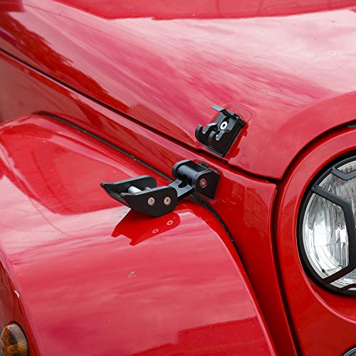 Cherocar Stainless Steel Hood Latches Pins Hood Lock Catch Kit For 2007-2018 Jeep Wrangler Jk Jku Black #TOP3