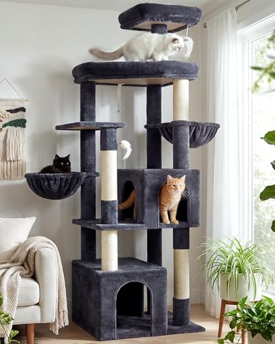 Image of Globlazer Sturdy Cat Tree for Indoor Cats 20 lbs, S68, Dark Grey