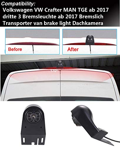 Kalakus Third Roof Top Mount Brake Lamp Rear View Backup Camera Reverse Camera +4.3 inch LCD Rearview Mirror for Volkswagen VW Crafter dritte 3 Transporter van brake light - Image 2