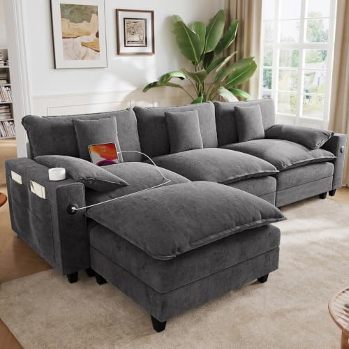 Image of KCGKCG Modular Sectional Couch, L Shaped Couches for Living Room,Grey
