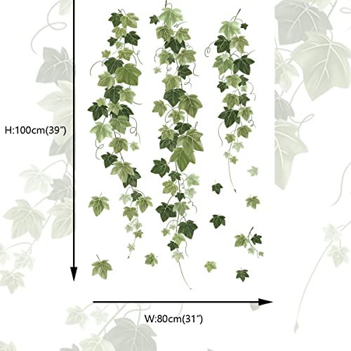 Runtoo Hanging Vine Wall Decals Green Ivy Plant Leaves Wall Stickers for Bedroom Living Room Wall Art Decor - Image 4