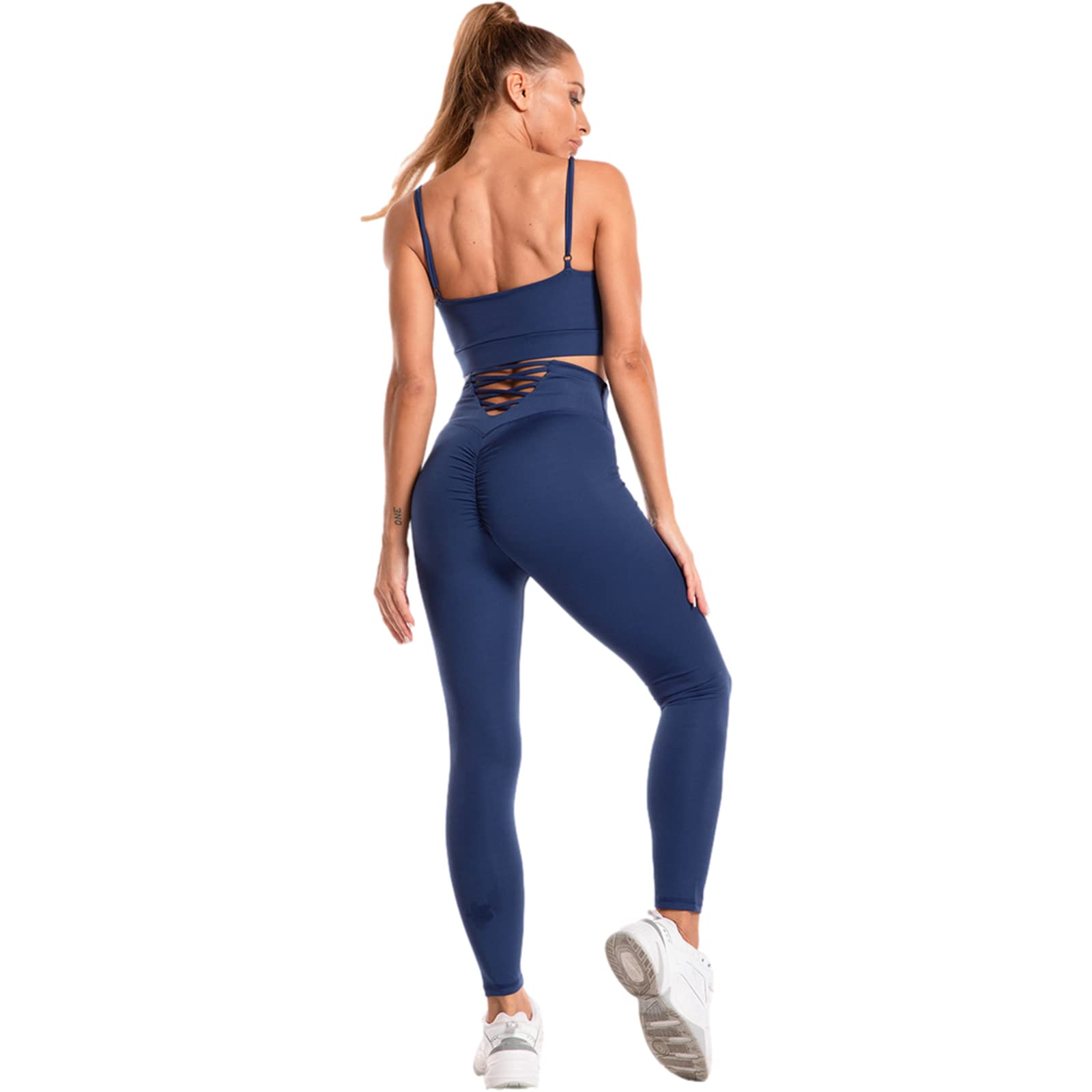 Mujer Conjunto Chándal de Yoga 3 Piezas Sexy Sujetador Camisola Cruzado + Sudadera con Capucha Corta + Legging Ropa Deportiva de Gym Fitness Correr
