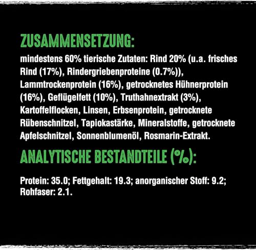 CRAVE Premium Trockenfutter mit Lamm & Rind für Hunde – Getreidefreies Adult Hundefutter mit hohem Proteingehalt – 6 x 1 kg