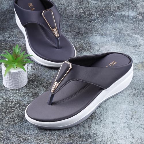 Image of JIG & SID Women & Girls Flip-Flops Slippers Light weight, Soft Footbed, Comfortable & Stylish Wedges Slip On Slipper For Casual Wear & Formal Wear (J S 110645)