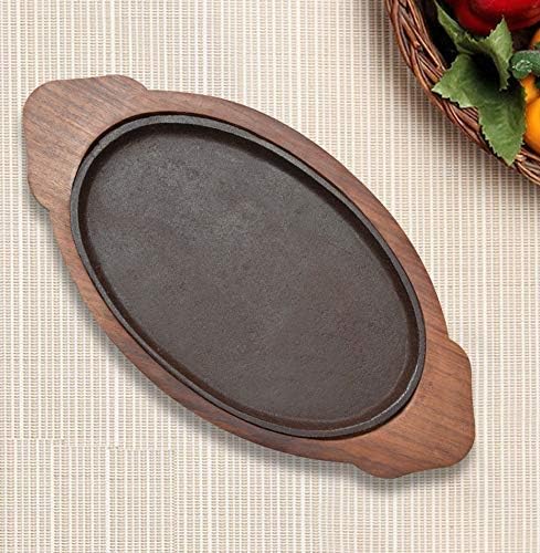 Samudratanaya Exports Cast Iron Sizzling Steak Plate, 7W x 4H x 12L, Black