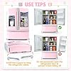 Refrigerator Toy Fridge with Ice Dispenser, Kids Pretend Play Kitchen Accessories with Toy Food Drink Bottles Milk Cans, Play Kitchen Appliances Set for Girls Age 3+, White