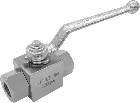 Hydraulic Valve 3/8 Inch NPT 7250 PSI High Pressure, 2 Way Hydraulic Shut-Off Ball Valve