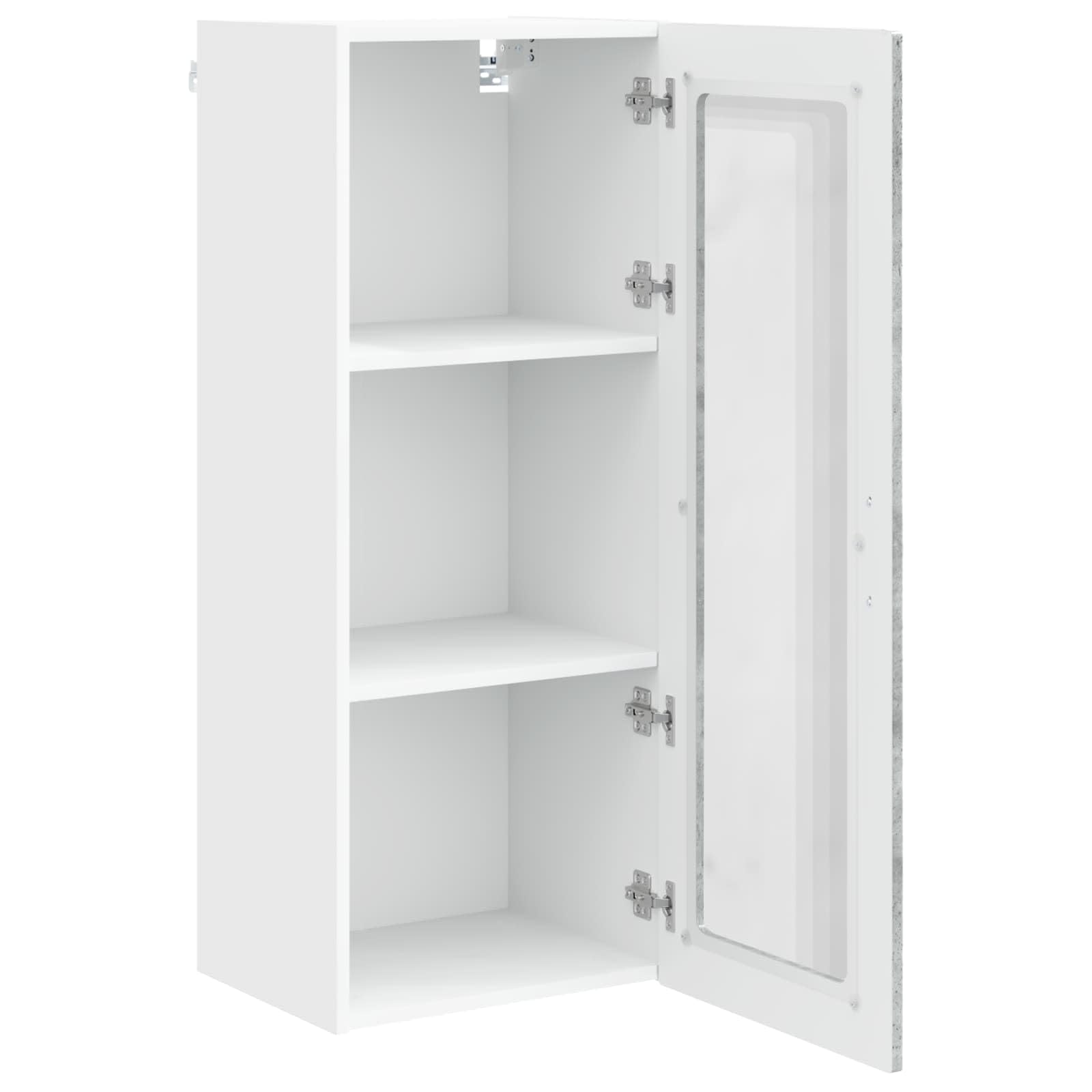 Mobiletto da Parete Cucina PORTO Grigio Cemento 40x31x100 cm | Pensile salvaspazio a 2 ante con 3 ripiani interni per cucina, ideale per organizzare spezie e stoviglie.