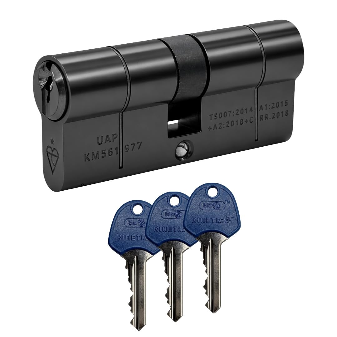 UAP 1 Star Kitemarked Euro Cylinder Lock with Keys, Black, 35/45 (80mm)