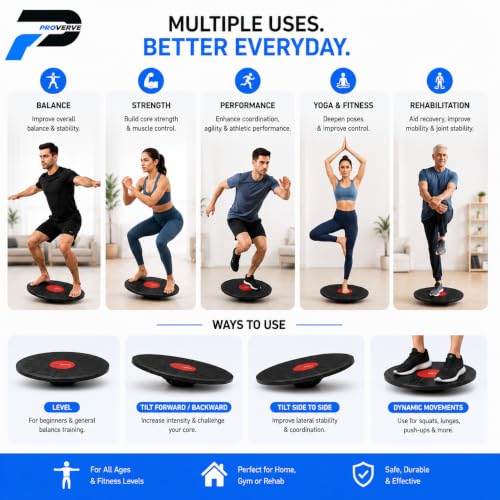 Image of Balancing Board for Kids and Adults, Premium PVC Woble Balance Board- Improve Stability, Strength, and Coordination - Ideal for Fitness, Yoga, and Rehabilitation, with Bag (Pack of 1)