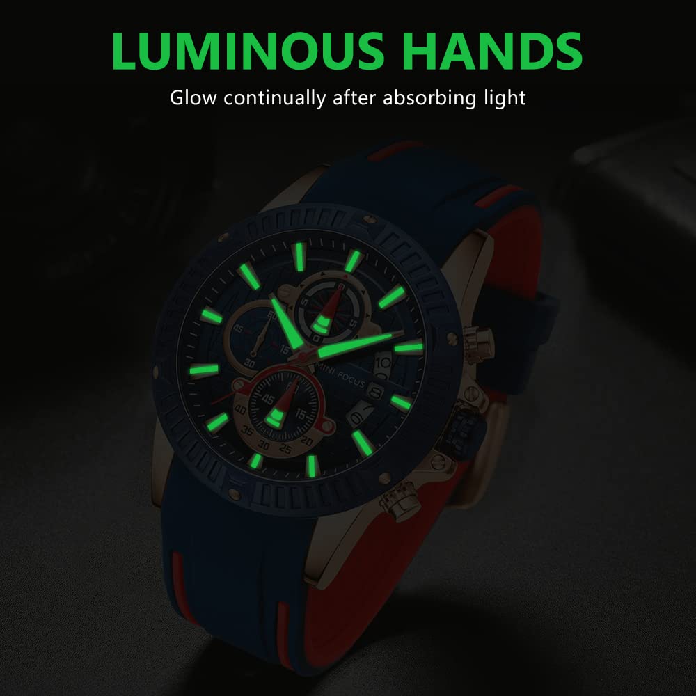 AIMES Orologio da uomo casual con cronografo, impermeabile, sportivo, militare, analogico, movimento al quarzo, elegante orologio da polso elegante regalo per uomo