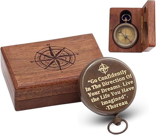 Brújula grabada de latón macizo con citas de poetas, regalo perfecto para graduaciones, cumpleaños y celebraciones miniatura 1