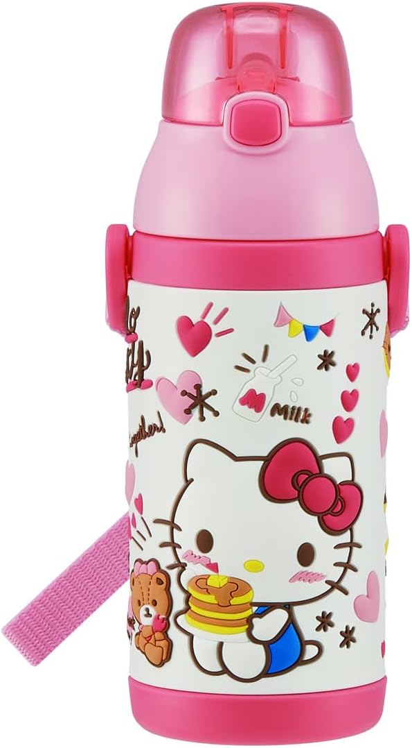 stainless children water bottle 380ml straw drinking 3D Hello Kitty snack time SSPV4
